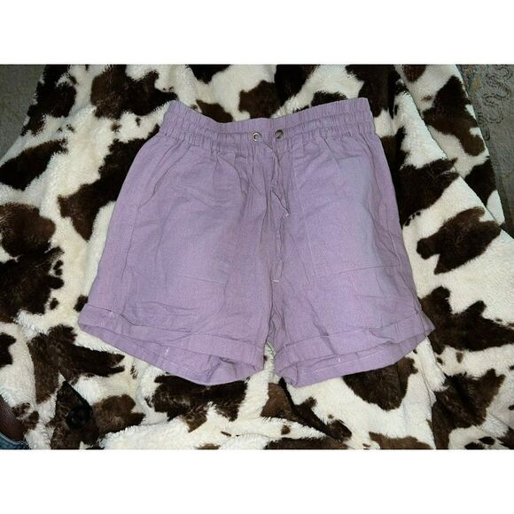 Women's Zenana Outfitters Dusty Lavender Drawstring Waist Shorts (M) - Picture 2 of 4